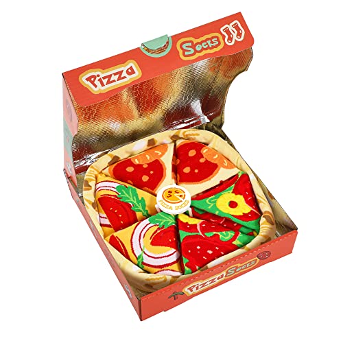 Lustige Pizza Socken Box Herren Damen Papa Jungen-Geschenke für Männer Bunte Lustig Witzige Verrückte Vatertagsgeschenk Socken Mit Motiv Ostern Geschenkideen Weihnachten Geburtstagsgeschenk - 4 Paar von AGRIMONY