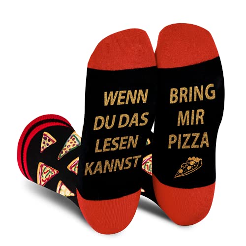 Lustige Pizza Socken Herren Papa Junge - Wenn Du Das Lesen Kannst Bring Mir Pizza - Bunte Männer Witzige Motiv Coole Bedrucken Socken - Ostern Geschenk Vatertag Weihnachten Strümpfe Geschenkideen von AGRIMONY