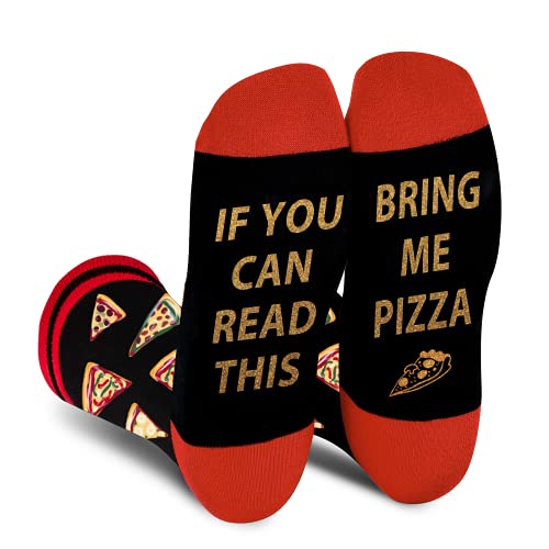 Lustige Pizza Socken Herren Papa Junge - Wenn Du Das Lesen Kannst Bring Mir Pizza - Bunte Männer Witzige Motiv Coole Bedrucken Socken - Ostern Geschenk Vatertag Weihnachten Strümpfe Geschenkideen von AGRIMONY