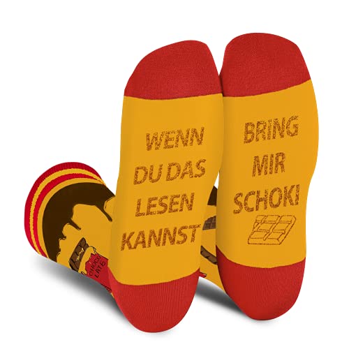 AGRIMONY Lustige Schoki Socken Herren Junge-Wenn Du Das Lesen Kannst Bring Mir Schoki Geschenke Bunte Lustig Männer Witzige Motiv Coole Bedrucken Verrückte Socken Weihnachten Strümpfe Geschenkideen von AGRIMONY