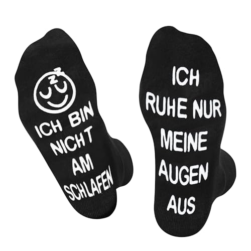 Lustige Socken Herren Damen Papa Jungen - ICH BIN NICHT AM SCHLAFEN ICH RUHE NUR MEINE AUGEN AUS Socke Lustig Coole Verrückte Vatertagsgeschenke Ostern Witzige Geschenke Weihnachten Geschenkideen von AGRIMONY
