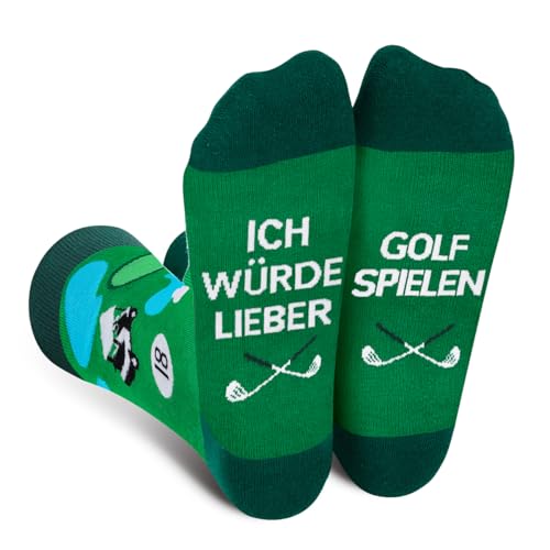 AGRIMONY Lustige Socken Herren Damen Jungen - Witzige Golf Socken mit Spruch ICH WÜRDE LIEBER - Coole Verrückte Geschenke Weihnachten Ostern Vatertag Geschenkideen für Papa Männer Golfer von AGRIMONY