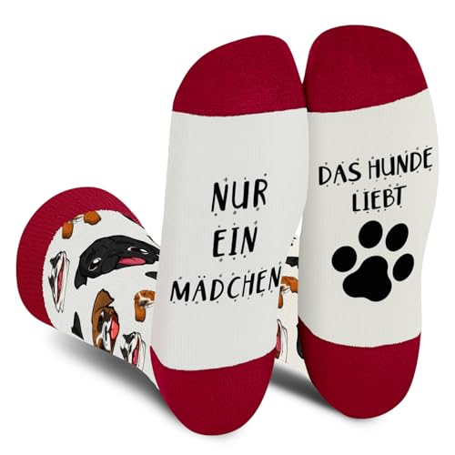 AGRIMONY Lustige Socken für Frauen Mama Teenager Mädchen Oma Freundin Sie–NUR EIN MÄDCHEN DAS HUNDE LIEBT - Niedliche Verrückt Flippig Niedlich Valentinstag Muttertag Weihnachtsstrumpf Geschenke von AGRIMONY