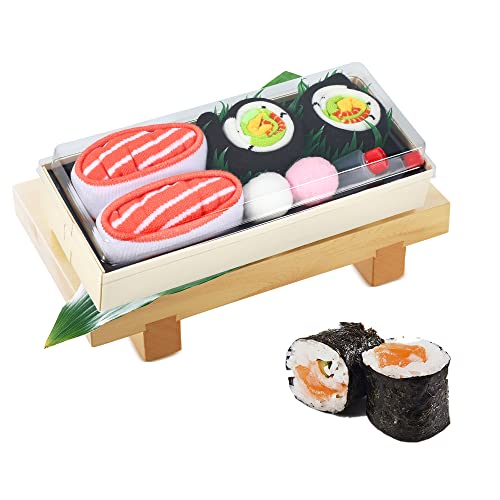 Lustige Socken in Sushi-Form Herren Papa Damen-Geschenke für Männer Lustig Witzige Verrückte Motiv Socken Japanische Geschenkideen Vatertagsgeschenk Ostern Weihnachten Geburtstagsgeschenk - 2 Paar von AGRIMONY