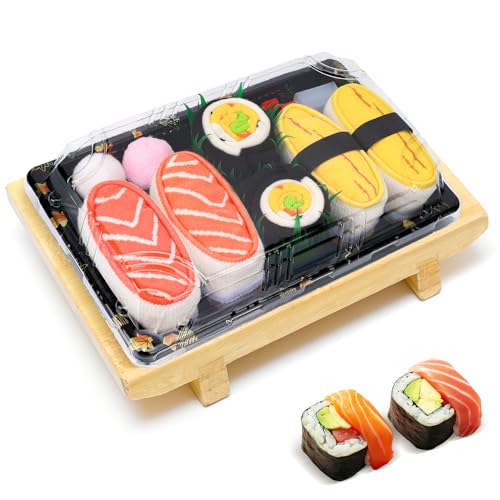 Lustige Socken in Sushi-Form Herren Papa Damen-Geschenke für Männer Lustig Witzige Verrückte Motiv Socken Japanische Geschenkideen Vatertagsgeschenk Ostern Weihnachten Geburtstagsgeschenk - 3 Paar von AGRIMONY