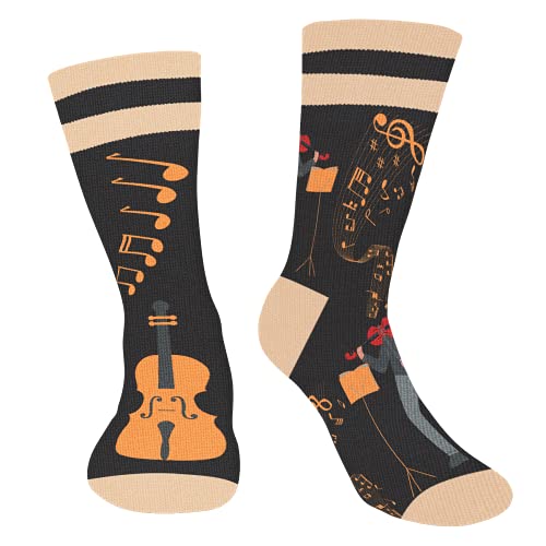 Lustige Violine Socken Herren Jungen Papa Opa Onkel- Musik Bunte Lustig Männer Witzige Socken Mit Motiv Coole Verrückte Funny Socks - Musiker Musik Valentinstag Weihnachten Geschenke Vatertag von AGRIMONY