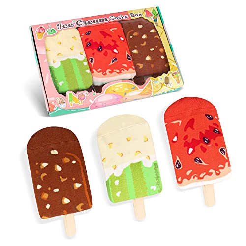 Lustige Ice Cream Socken Box - Lustig Bunte Coole Geschenke für Frauen Damen Teenager Mädchen Mama Oma Sie Freundin - Witzige Muttertagsgeschenk Ostern Valentinstag Weihnachten Strümpfe Geschenkideen von AGRIMONY
