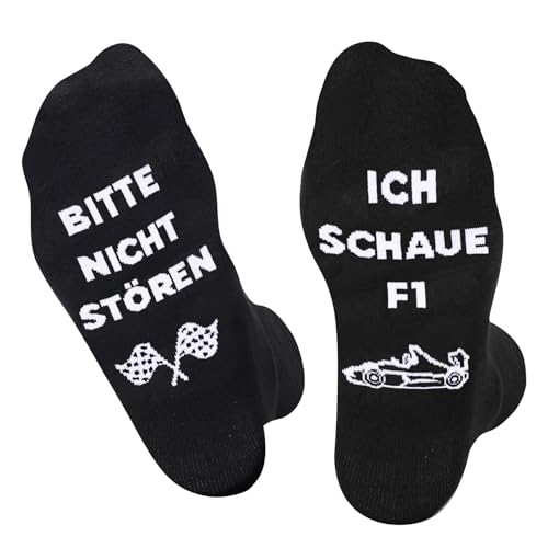 Lustige Formel 1 Socken Herren Jungs - BITTE NICHT STÖREN,ICH SCHAUE F1 Socken- Rennwagen Geschenk Witzige Neuheit Kleine Adventskalender Weihnachts Geburtstag Geschenkideen Spaß Für Männer Teenager von AGRIMONY