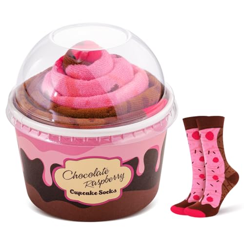 Lustige Himbeerkuchen Socken Box - Lustig Bunte Coole Geschenke für Frauen Damen Teenager Mädchen Mama Freundin - Witzige Muttertagsgeschenk Ostern Valentinstag Weihnachten Strümpfe Geschenkideen von AGRIMONY