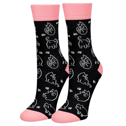 Lustige Katzen Socken Damen Mädchen Mama Frau Oma-Bunte Tier Cat Lustig Frauen Motiv Witzige Süße Coole Verrückte Socken Katzenliebhaber Geschenk Muttertag Weihnachten Geschenkideen Funny Socks von AGRIMONY