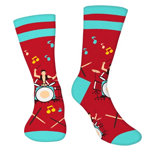 Lustige Schlagzeug Socken Herren Papa Jungen- Musik Bunte Lustig Männer Witzige Socken Mit Motiv Coole Bedrucken Verrückte Muster Funny Socks- Musiker Valentinstag Weihnachten Geschenke Vatertag von AGRIMONY