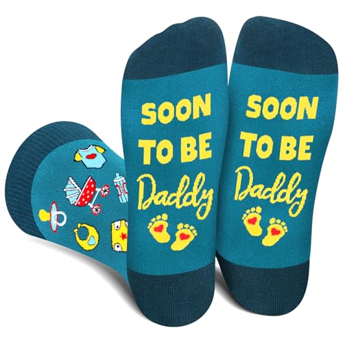 Lustige Socken Herren Papa - SOON TO BE DADDY Geschenke für Männer Vater Dad - Bunte Witzige Motiv Coole Socken Happy Funny Socks - Geburtstagsgeschenk Vatertag Weihnachten Strümpfe Geschenkideen von AGRIMONY