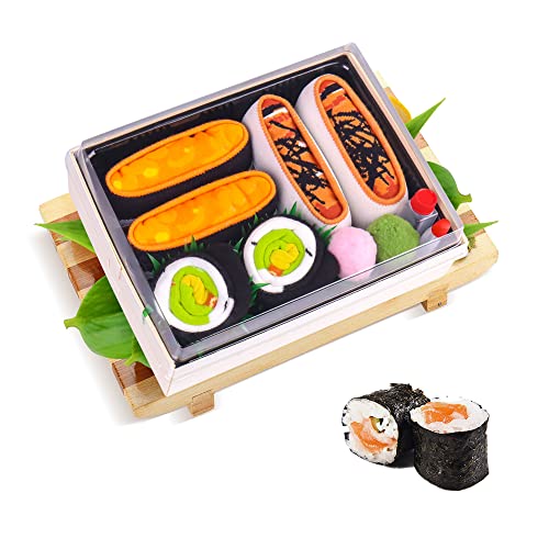 Lustige Socken in Sushi-Form Herren Papa Damen-Geschenke für Männer Lustig Witzige Verrückte Motiv Socken Japanische Geschenkideen Vatertagsgeschenk Ostern Weihnachten Geburtstagsgeschenk - 3 Paar von AGRIMONY