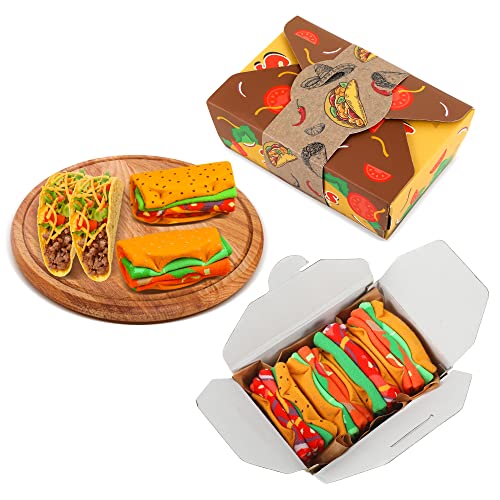 Lustige Taco Socken Box Herren Papa Jungen-Taco Geschenke für Ihn Männer Teenager Freund Opa Witzige Coole Socken mit Motiv-Ostern Valentinstag Weihnachten Geburtstags Geschenk Vatertag(2 Paar-XL) von AGRIMONY