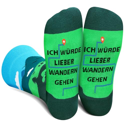 Lustige Wandersocken Herren Damen Jungen - Witzige Socken mit Spruch ICH WÜRDE LIEBER - Bunte Coole Verrückte Geschenke kleinigkeiten Weihnachten Ostern Geburtstag Geschenkideen für Papa Männer von AGRIMONY