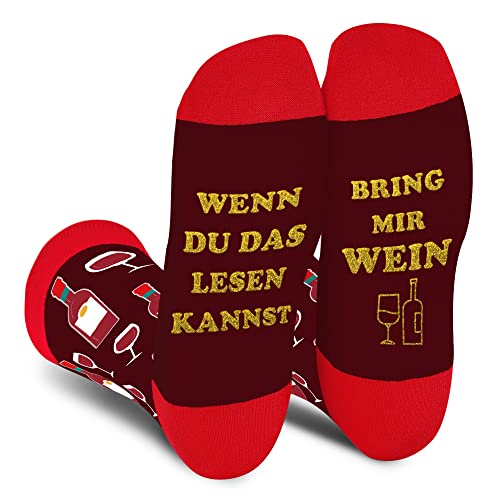 Lustige Wine Socken Herren Papa Junge - Wenn Du Das Lesen Kannst Bring Mir Wine - Bunte Männer Freund Witzige Motiv Coole Bedrucken Socken - Ostern Geschenk Vatertag Weihnachten Strümpfe Geschenkideen von AGRIMONY