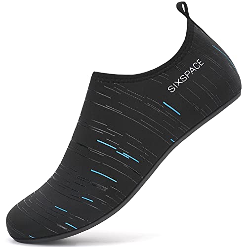 AGSOFT Badeschuhe Schwimmschuhe Wassersportschuhe Atmungsaktiv Schnell Trocknend Strandschuhe rutschfeste Leichte Surfschuhe Aquaschuhe für Damen Herren Blau(35 EU) von AGSOFT