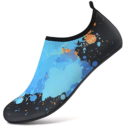 AGSOFT Badeschuhe Schwimmschuhe Wassersportschuhe Atmungsaktiv Schnell Trocknend Strandschuhe rutschfeste Leichte Surfschuhe Aquaschuhe für Damen Herren Blau(40 EU) von AGSOFT