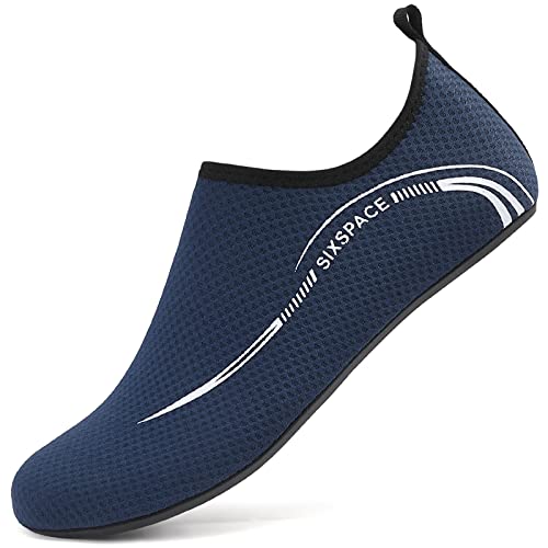 AGSOFT Badeschuhe Schwimmschuhe Wassersportschuhe Atmungsaktiv Schnell Trocknend Strandschuhe rutschfeste Leichte Surfschuhe Aquaschuhe für Damen Herren Dunkelblau(37 EU) von AGSOFT