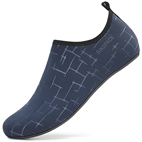 AGSOFT Badeschuhe Schwimmschuhe Wassersportschuhe Atmungsaktiv Schnell Trocknend Strandschuhe rutschfeste Leichte Surfschuhe Aquaschuhe für Damen Herren Dunkelblau(37 EU) von AGSOFT