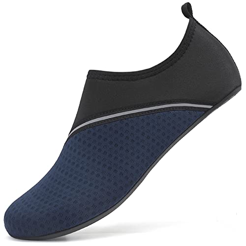 AGSOFT Badeschuhe Schwimmschuhe Wassersportschuhe Atmungsaktiv Schnell Trocknend Strandschuhe rutschfeste Leichte Surfschuhe Aquaschuhe für Damen Herren Dunkelblau(42 EU) von AGSOFT