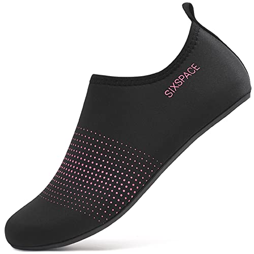 AGSOFT Badeschuhe Schwimmschuhe Wassersportschuhe Atmungsaktiv Schnell Trocknend Strandschuhe rutschfeste Leichte Surfschuhe Aquaschuhe für Damen Herren Rosa(35 EU) von AGSOFT