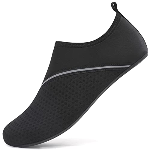 AGSOFT Badeschuhe Schwimmschuhe Wassersportschuhe Atmungsaktiv Schnell Trocknend Strandschuhe rutschfeste Leichte Surfschuhe Aquaschuhe für Damen Herren Schwarz(35 EU) von AGSOFT