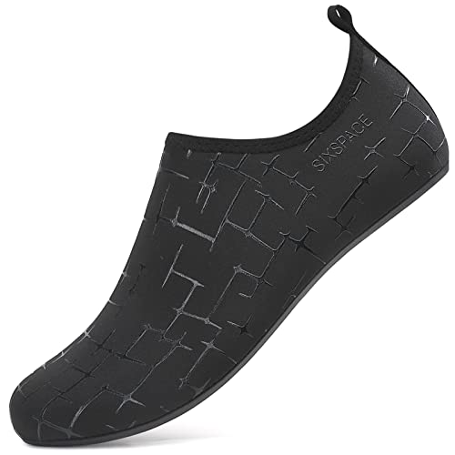 AGSOFT Badeschuhe Schwimmschuhe Wassersportschuhe Atmungsaktiv Schnell Trocknend Strandschuhe rutschfeste Leichte Surfschuhe Aquaschuhe für Damen Herren Schwarz(36 EU) von AGSOFT