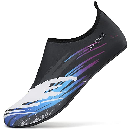 AGSOFT Badeschuhe Schwimmschuhe Wassersportschuhe Atmungsaktiv Schnell Trocknend Strandschuhe rutschfeste Leichte Surfschuhe Aquaschuhe für Damen Herren Schwarz(37 EU) von AGSOFT