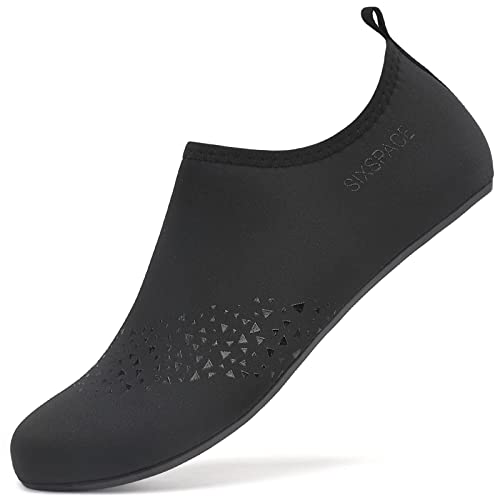 AGSOFT Badeschuhe Schwimmschuhe Wassersportschuhe Atmungsaktiv Schnell Trocknend Strandschuhe rutschfeste Leichte Surfschuhe Aquaschuhe für Damen Herren Schwarz(42 EU) von AGSOFT