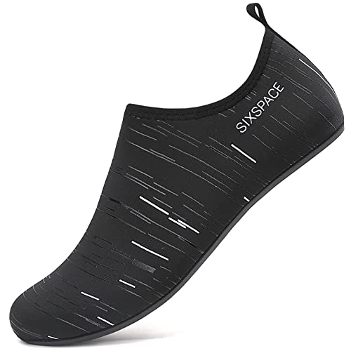 AGSOFT Badeschuhe Schwimmschuhe Wassersportschuhe Atmungsaktiv Schnell Trocknend Strandschuhe rutschfeste Leichte Surfschuhe Aquaschuhe für Damen Herren Schwarz(43 EU) von AGSOFT