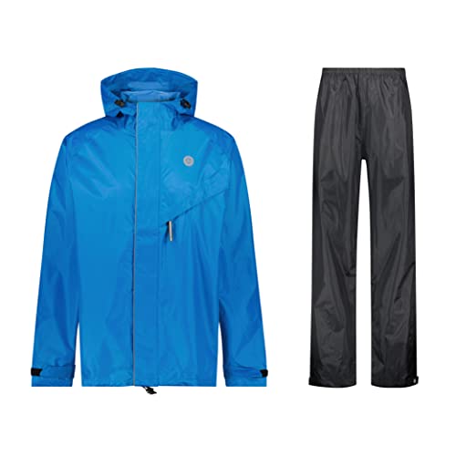 AGU Essential Passat Regenanzug, Regenkleidung Fahrrad Herren & Damen, Wasserdicht & Reflektierend, 100% Recyceltes Polyester, Unisex - L - Blau von AGU