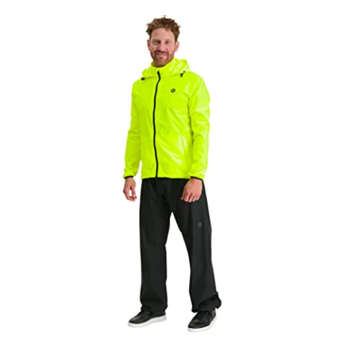 AGU GO Essential Regenanzug Herren und Damen, Regenkombi Fahrrad, Atmungsaktive Regenbekleidung von 100% Recycltem Polyster, Reflektierend, Unisex - Gelb - M von AGU