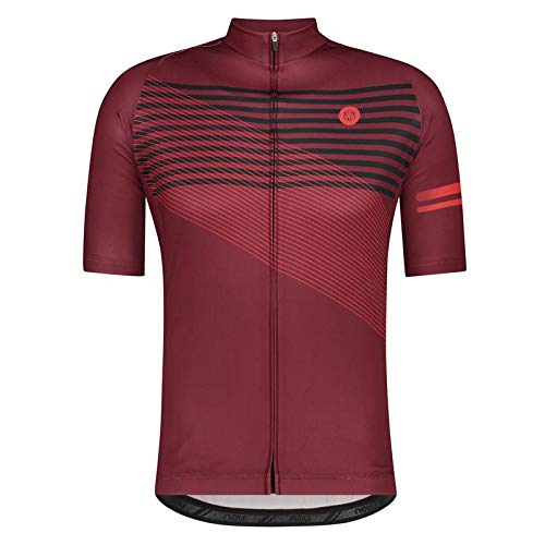 AGU Striped Fahrradtrikot Essential Herren, Atmungsaktive Radtrikot, Schnell Trocknend Material, Fahrradbekleidung für Männer, aus 100% Polyester, Rot - XL von AGU