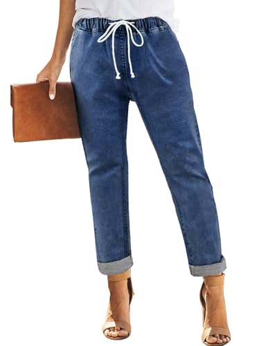 AGUCEG Damen Lässig High Waist Jeans Damen Stretch Elastische Straight Jeans XXL XX-Large Blau von AGUCEG