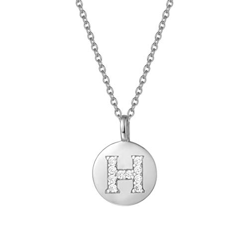 AGVANA Anfängliche Halskette mit Buchstabe Silber 925 Zirkonia Alphabet A bis Z Anhänger Namenskette Kette für Damen Frauen,Kettenlänge: 45cm(H) von AGVANA