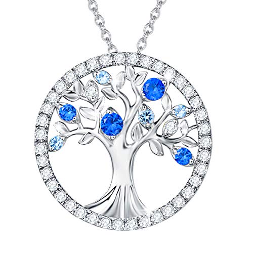 AGVANA Baum des Lebens Halskette für Damen silber 925 Runde Pendant Kette für Mädchen Lebensbaum Anhänger Dimension: 2 * 2.5 cm von AGVANA