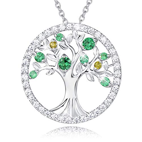 AGVANA Baum des Lebens Halskette für Damen silber 925 Runde Pendant Kette für Mädchen Lebensbaum Anhänger Dimension: 2 * 2.5 cm von AGVANA