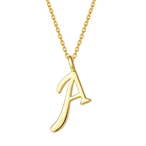 AGVANA Kette mit Buchstabe A Anhänger aus mit Gelb Gold Plattieren Namenskette Alphabet Initialen Halskette für Damen Mädchen mit Geschenkbox, Kettenlänge 40+5 cm von AGVANA