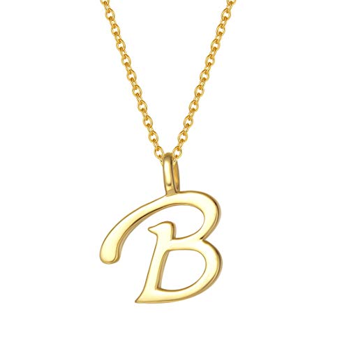 AGVANA Kette mit Buchstabe B Anhänger aus mit Gelb Gold Plattieren Namenskette Alphabet Initialen Halskette für Damen Mädchen mit Geschenkbox, Kettenlänge 40+5 cm von AGVANA