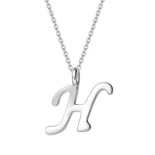 AGVANA Kette mit Buchstabe H Anhänger aus 925 Sterling Silber Namenskette Alphabet Initialen Halskette für Damen Mädchen mit Geschenkbox, Kettenlänge 40+5 cm von AGVANA