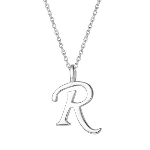 AGVANA Kette mit Buchstabe R Anhänger aus 925 Sterling Silber Namenskette Alphabet Initialen Halskette für Damen Mädchen mit Geschenkbox, Kettenlänge 40+5 cm von AGVANA