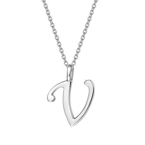 AGVANA Kette mit Buchstabe V Anhänger aus 925 Sterling Silber Namenskette Alphabet Initialen Halskette für Damen Mädchen mit Geschenkbox, Kettenlänge 40+5 cm von AGVANA