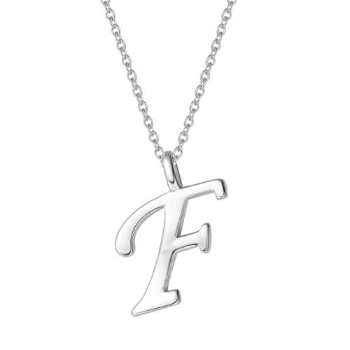 AGVANA Kette mit Buchstabe F Anhänger aus 925 Sterling Silber Namenskette Alphabet Initialen Halskette für Damen Mädchen mit Geschenkbox, Kettenlänge 40+5 cm von AGVANA