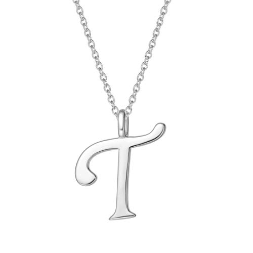 AGVANA Kette mit Buchstabe T Anhänger aus 925 Sterling Silber Namenskette Alphabet Initialen Halskette für Damen Mädchen mit Geschenkbox, Kettenlänge 40+5 cm von AGVANA