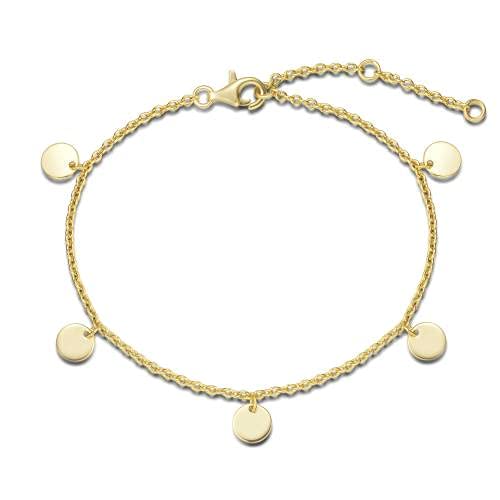 Agvana 14K Vergoldet Plättchen Armband Silber 925, Multi Disc Mini Runde Tiny Coin Armband Zierliche Einfach Stylisch Schmuck Geschenke Für Damen, 17+2+2cm von AGVANA