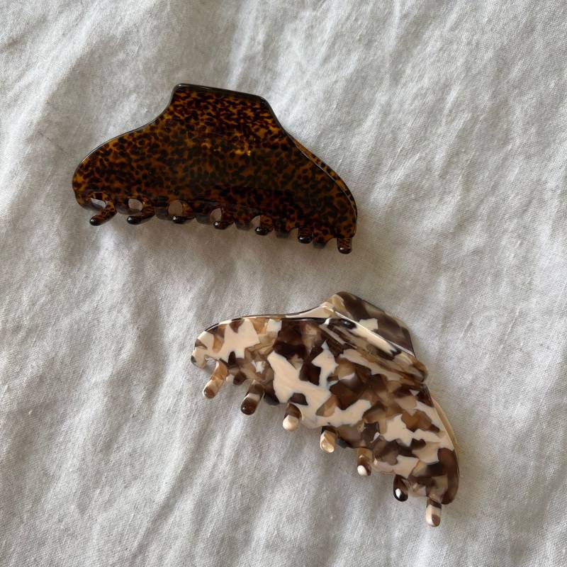 Haarklammer Groß | Große Haarspangen Nachhaltige Haarkammer 10, 5 cm Für Dickes Haar Haarspange Braun Beige von AGVAStudio