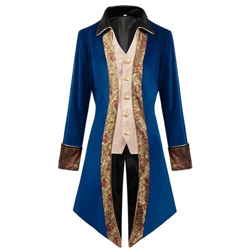AGYMNX Gothic Kleidung Herren Steampunk Frack Mantel, Vintage viktorianischen Gothic Frack Mittelalter Renaissance Jacke Cosplay Halloween Kost�m Hof Stickerei Mantel Blau M AGYMNX Gothic Kleidung Herren Steampunk Frack Mantel, Vintage viktorianischen Gothic Frack Mittelalter Renaissance Jacke Cosplay Halloween Kost�m Hof Stickerei Mantel Blau M von AGYMNX