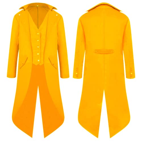 AGYMNX Mittelalter Jacke Herren Gothic Kleidung Steampunk Frack Mantel Vintage Mantel Retro Gehrock Jacke Viktorianischen Karneval Kost�m Cosplay Halloween Fashing Smoking Kost�m Gelb XXL AGYMNX Mittelalter Jacke Herren Gothic Kleidung Steampunk Frack Mantel Vintage Mantel Retro Gehrock Jacke Viktorianischen Karneval Kost�m Cosplay Halloween Fashing Smoking Kost�m Gelb XXL von AGYMNX
