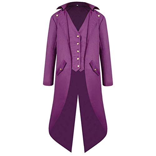 AGYMNX Mittelalter Jacke Herren Gothic Kleidung Steampunk Frack Mantel Vintage Mantel Retro Gehrock Jacke Viktorianischen Karneval Kost�m Cosplay Halloween Fashing Smoking Kost�m lila XL AGYMNX Mittelalter Jacke Herren Gothic Kleidung Steampunk Frack Mantel Vintage Mantel Retro Gehrock Jacke Viktorianischen Karneval Kost�m Cosplay Halloween Fashing Smoking Kost�m lila XL von AGYMNX